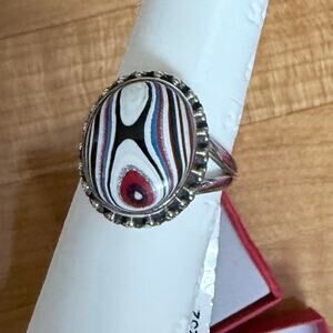 .925 Silver Fordite Ring size 7 New